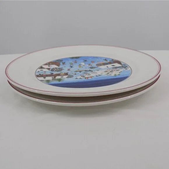 Set of 2 Villeroy & Boch Naif Christmas Dinner Plate Laplau 10.5 in diameter - Picture 7 of 11